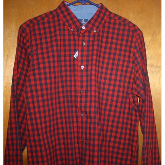 George Red & Black Plaid Mens Shirt Size M (38/40) LS Wrinkle Resistant NWT - Picture 2 of 9